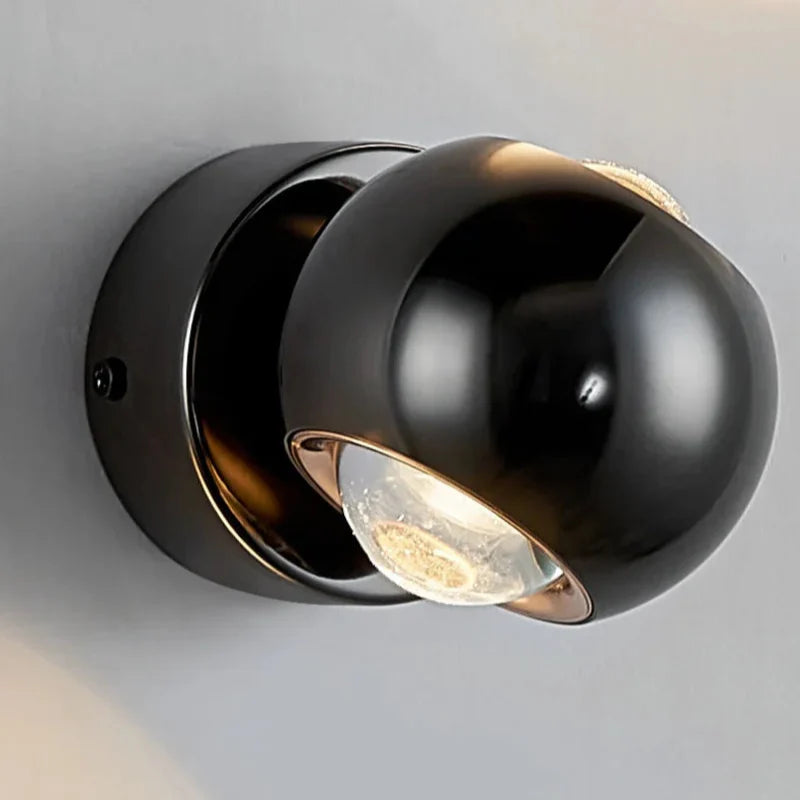 Lampada da parete LED Orbis – Lampada a sfera girevole in nero con orientamento luce a 360°