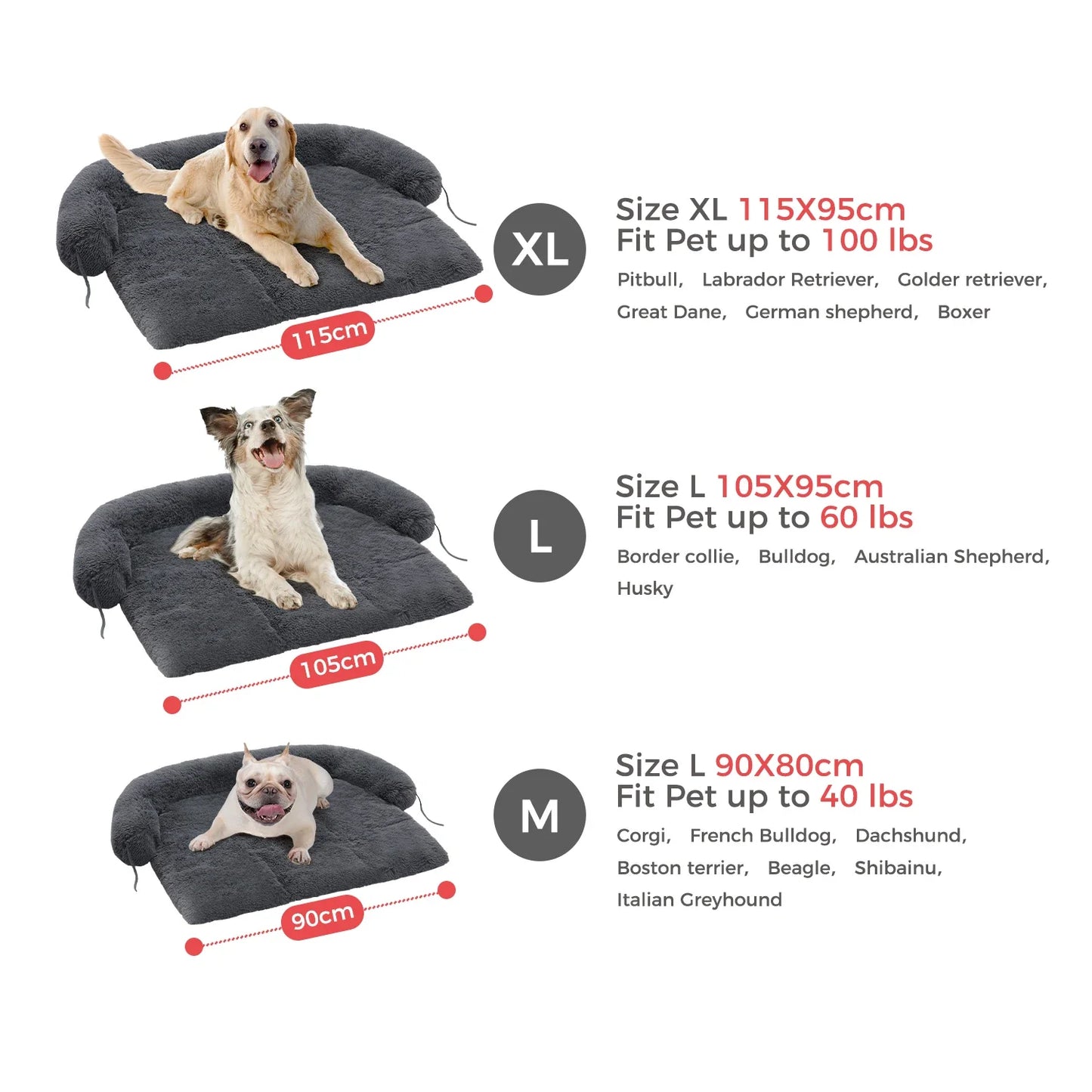 Lit pour chien Pawz Road Fluffy | Coussin de protection pour canapé | Modulaire & lavable | Antidérapant | Pour chiens de toutes tailles