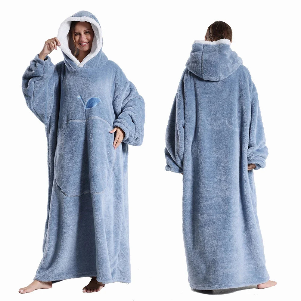 Hoodara | Oversized Sherpa Hoodie Blanket with Sleeves and Pocket