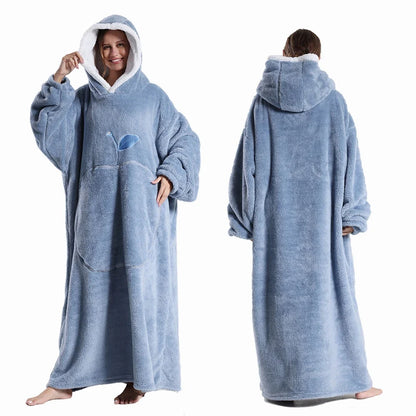 Hoodara | Oversized Sherpa Hoodie Blanket with Sleeves and Pocket