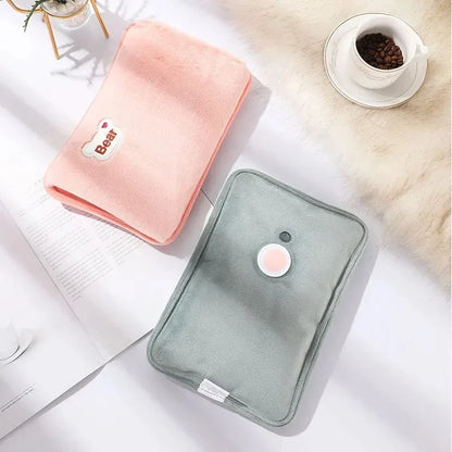 Warmissa | Bolsa de agua caliente eléctrica de 27 × 17 cm con apagado automático y funda de felpa
