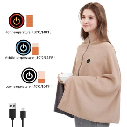 Warmiva | Manta eléctrica USB para llevar puesta, 3 niveles, 150 × 85 cm