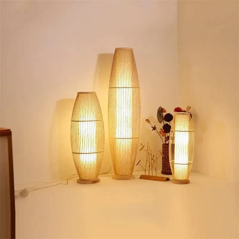 EcoBambu | Lampada Japandi in bambù | Lampada da terra LED sostenibile con design naturale per soggiorno