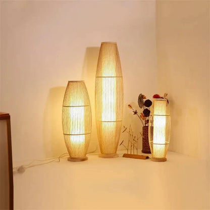 EcoBambu | Lampada Japandi in bambù | Lampada da terra LED sostenibile con design naturale per soggiorno