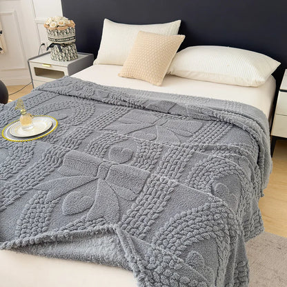 Lunessa | Reversible Cotton Velour Throw with Jacquard Weave, 4 Sizes
