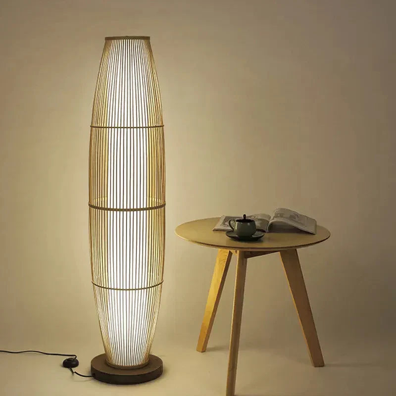 EcoBambu | Lampada Japandi in bambù | Lampada da terra LED sostenibile con design naturale per soggiorno