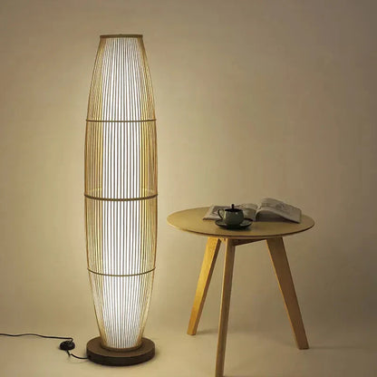 EcoBambu | Lampada Japandi in bambù | Lampada da terra LED sostenibile con design naturale per soggiorno