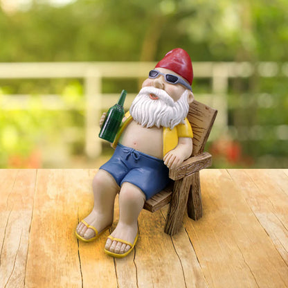 Nano da giardino amante del sole | Nano con sdraio | Figura da giardino resistente alle intemperie | Resina