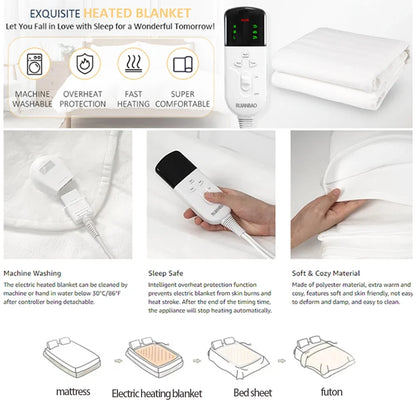 Calidra | Couverture chauffante avec minuterie et protection contre la surchauffe, 150 × 80 cm