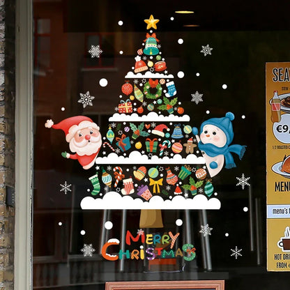 Frostella | Décoration de fenêtre de Noël avec Père Noël, rennes et sapin