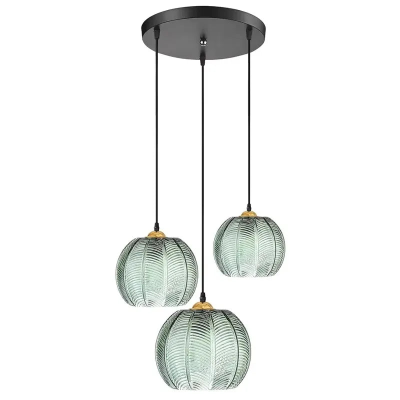 Noctylla | Glass pendant lamp with Scandinavian leaf pattern in green