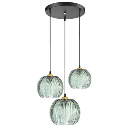 Noctylla | Glass pendant lamp with Scandinavian leaf pattern in green