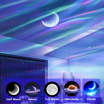 Aurivo | Sternenhimmel Projektor mit Polarlicht, Bluetooth-Lautsprecher und Timer