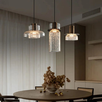 Candelora | Lampada a sospensione moderna in vetro con effetto craquelé
