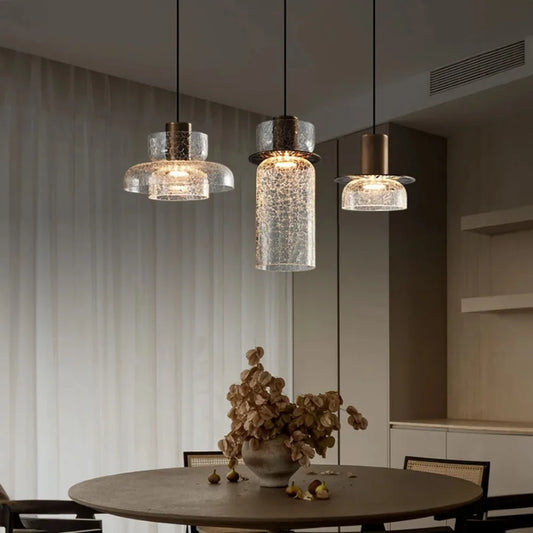 Candelora | Lampada a sospensione moderna in vetro con effetto craquelé