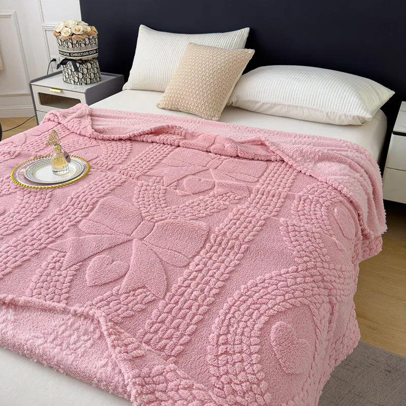Lunessa | Reversible Cotton Velour Throw with Jacquard Weave, 4 Sizes