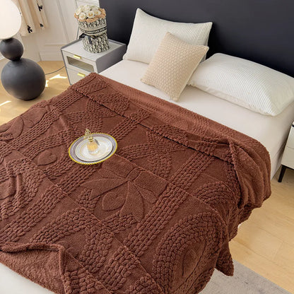 Lunessa | Reversible Cotton Velour Throw with Jacquard Weave, 4 Sizes