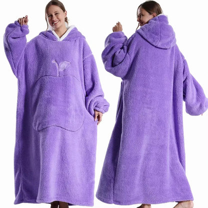 Hoodara | Oversized Sherpa Hoodie Blanket with Sleeves and Pocket