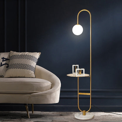 Oranthe Luno | Lampada da terra LED in stile scandinavo con tavolino integrato