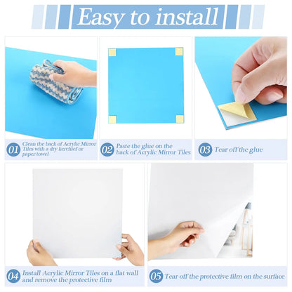 Reflekta Set | 4 Flexible Acrylic Mirror Stickers with 3D Effect (2 mm Thickness)