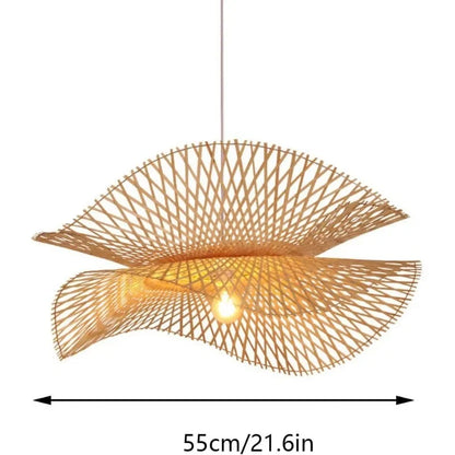 Kōra Nami | Dwuwarstwowa bambusowa lampa wisząca w stylu Japandi do jadalni
