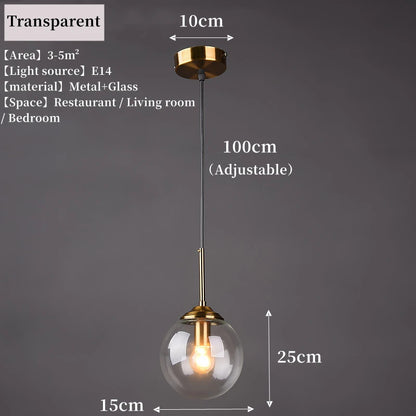 Solvyn Era | Lampada a sospensione LED in vetro con accento metallico per camera da letto e zona pranzo