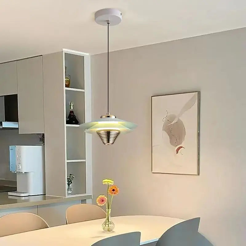 AeroGlow | Lampada a sospensione LED in alluminio | Lampada da soffitto moderna con accenti di colore e luce calda