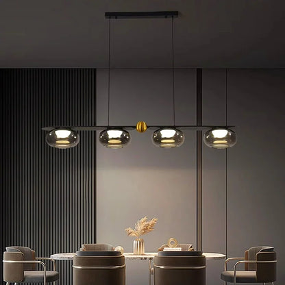 Lampada a sospensione Alexia con 4 cilindri di vetro – Lampada a sospensione LED moderna per sala da pranzo e soggiorno