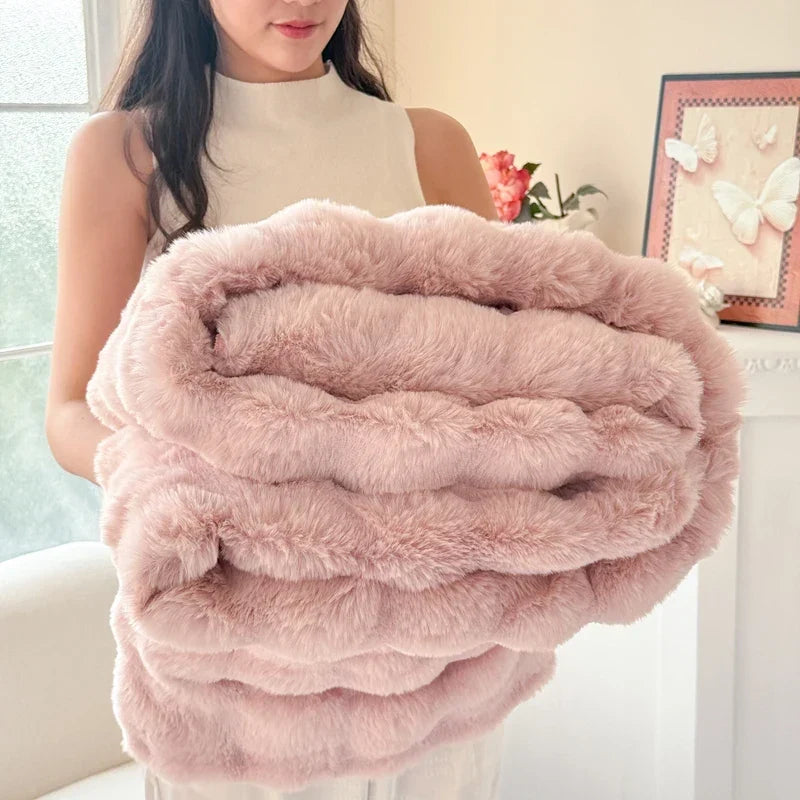 PlushNest | Coperta coccolosa a doppio strato in pelliccia sintetica, extra spessa e morbida
