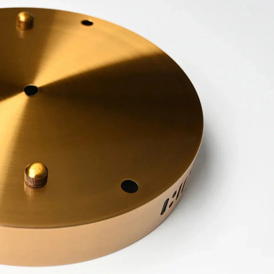Lampada a sospensione Nina – Lampada da soffitto LED con 5 paralumi in vetro cristallo dorato
