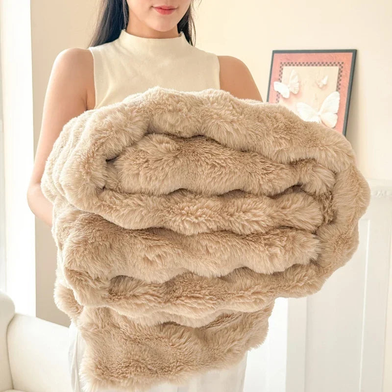 PlushNest | Coperta coccolosa a doppio strato in pelliccia sintetica, extra spessa e morbida