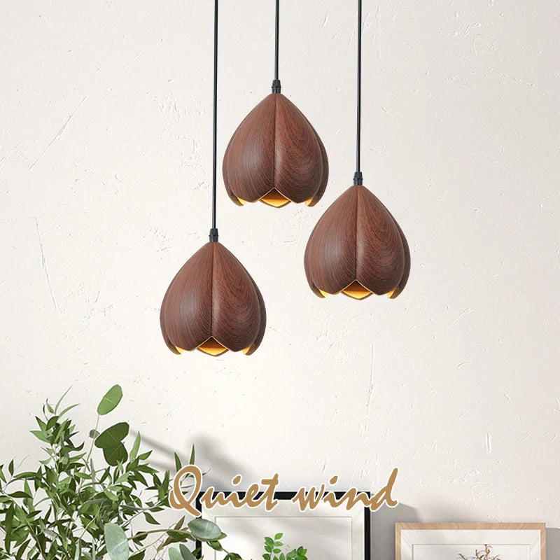 NordLume Lampada | Lampada a sospensione moderna in legno di noce marrone, stile scandinavo