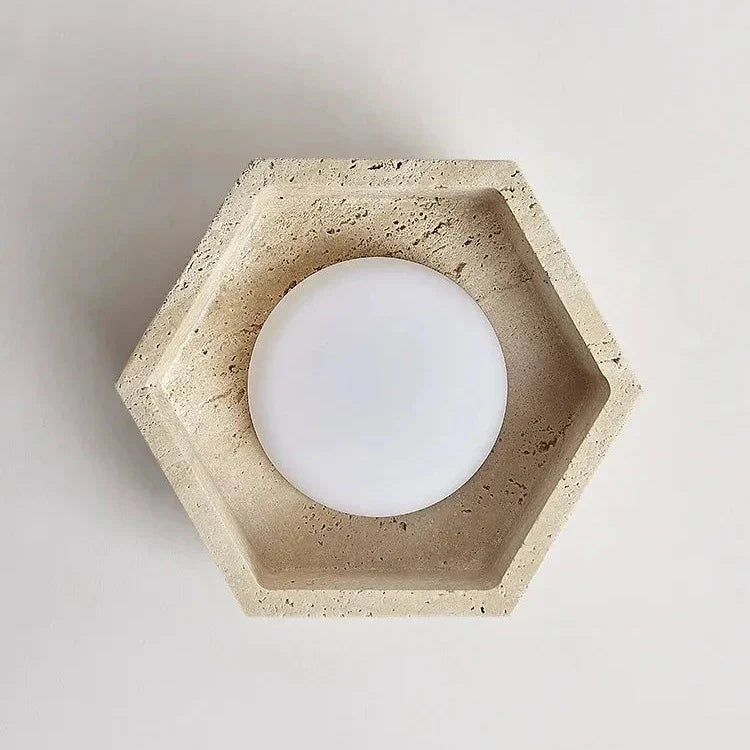 Albora – Lampada da soffitto LED Wabi Sabi in pietra naturale travertino