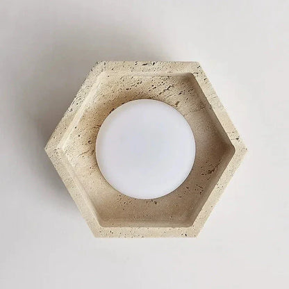 Albora – Lampada da soffitto LED Wabi Sabi in pietra naturale travertino