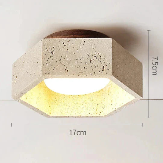 Albora – Lampada da soffitto LED Wabi Sabi in pietra naturale travertino