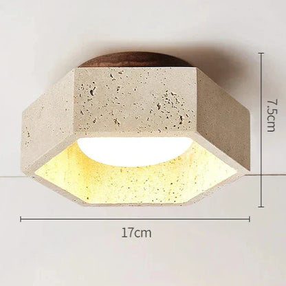 Albora – Lampada da soffitto LED Wabi Sabi in pietra naturale travertino