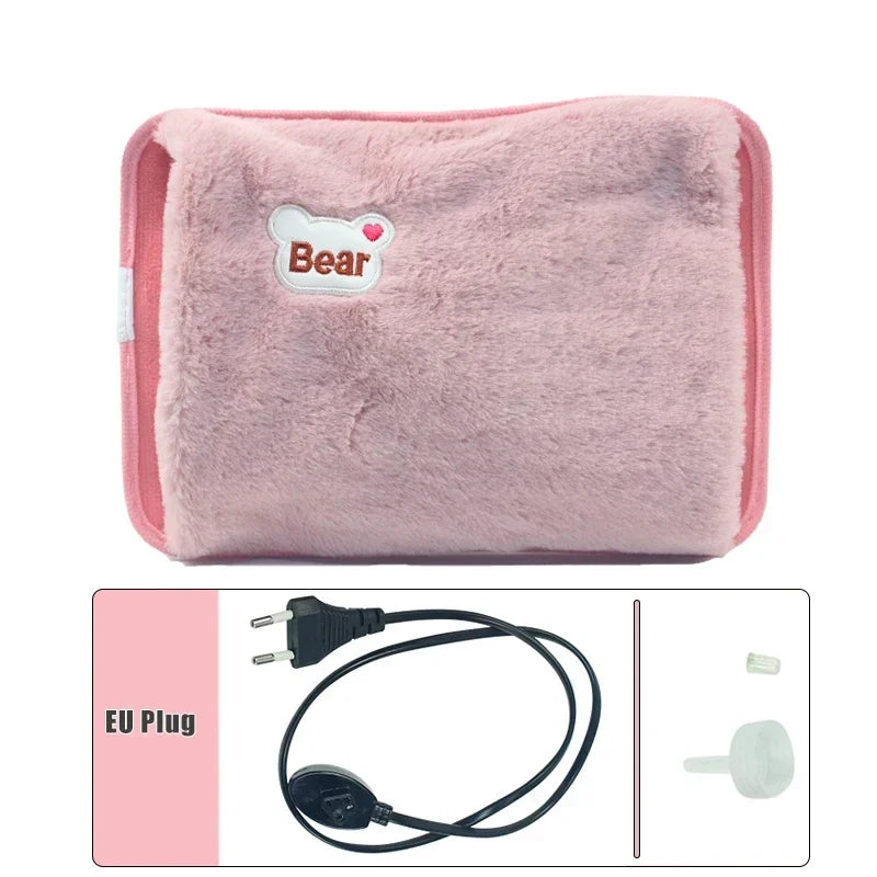 Warmissa | Bolsa de agua caliente eléctrica de 27 × 17 cm con apagado automático y funda de felpa