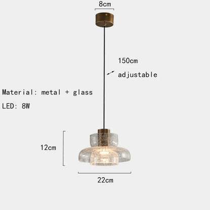 Candelora | Lampada a sospensione moderna in vetro con effetto craquelé