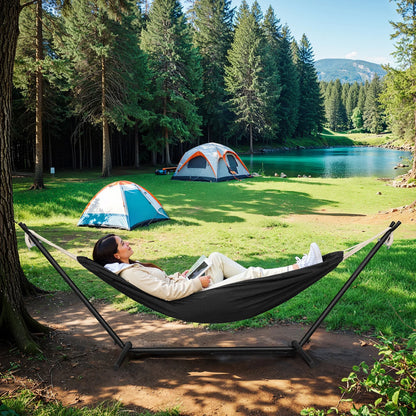 Lunava Rest | Amaca doppia portatile con struttura in acciaio per giardino e campeggio