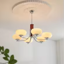 Lunaro | Lampada a sospensione Bauhaus con 3/5 paralumi in vetro opalino