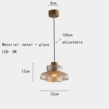 Candelora | Lampada a sospensione moderna in vetro con effetto craquelé