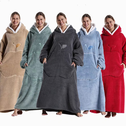 Hoodara | Oversized Sherpa Hoodie Blanket with Sleeves and Pocket