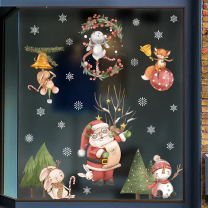 Frostella | Décoration de fenêtre de Noël avec Père Noël, rennes et sapin