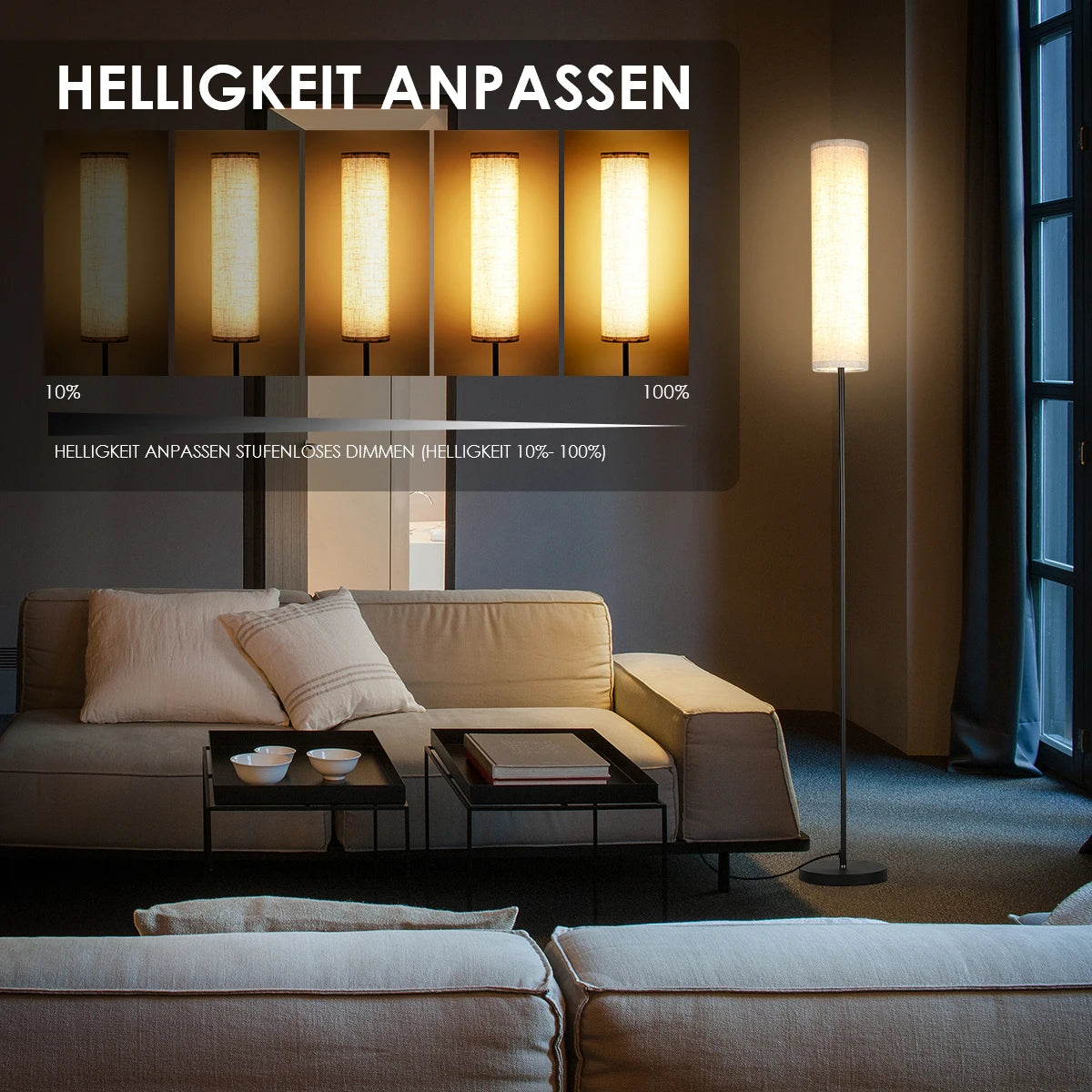 Lumivelo Alto | Lampadaire LED à intensité variable avec télécommande
