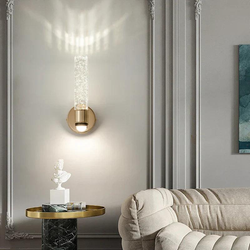 Lampada da parete in cristallo – Lampada da parete glamour con vetro a sfera e struttura in metallo