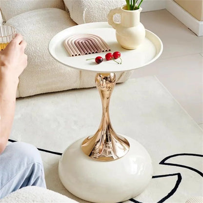 Auranelle | Round Designer Side Table in Light Italian Luxury Style