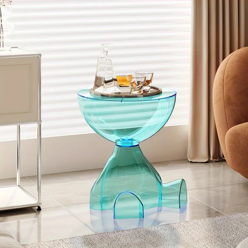 Elarithea – Table d'appoint gain de place en plastique transparent