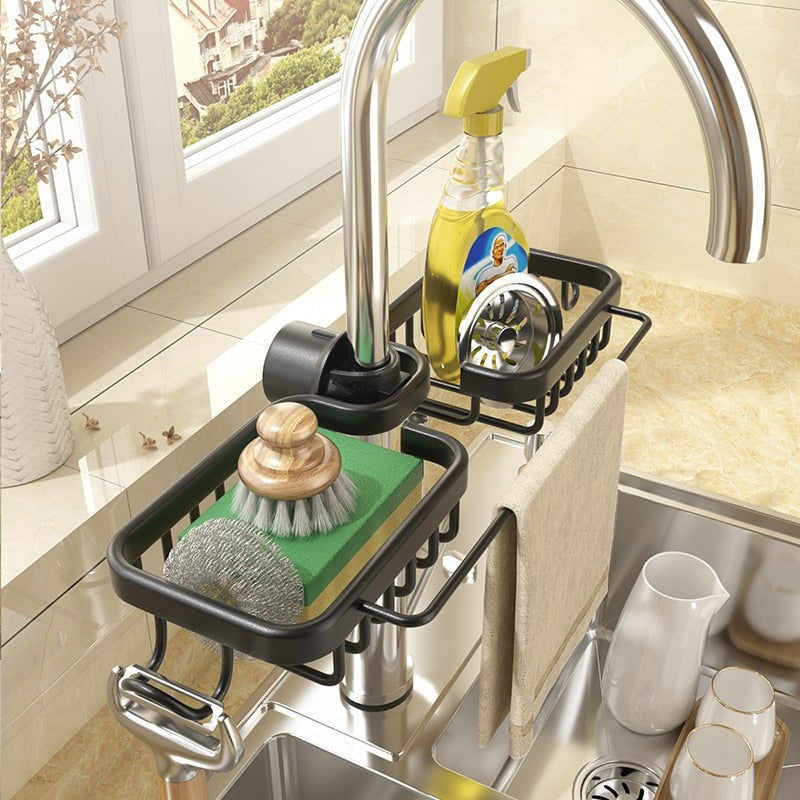 SinkMate DuoRack | Spülbecken-Organizer mit Haken & Doppelfach