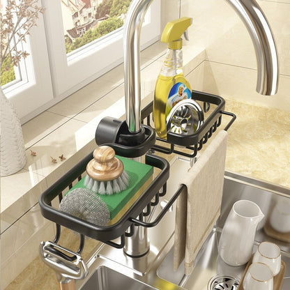 SinkMate DuoRack | Spülbecken-Organizer mit Haken & Doppelfach