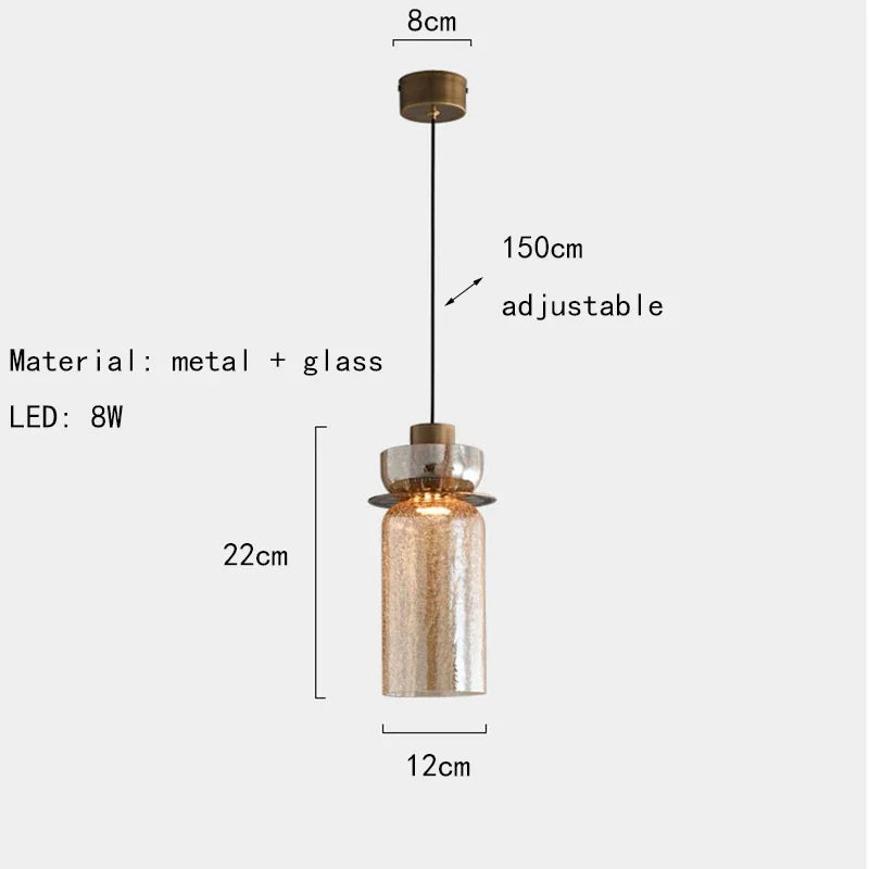 Candelora – Lampada a sospensione moderna creativa in vetro con effetto crepa e finitura ambra